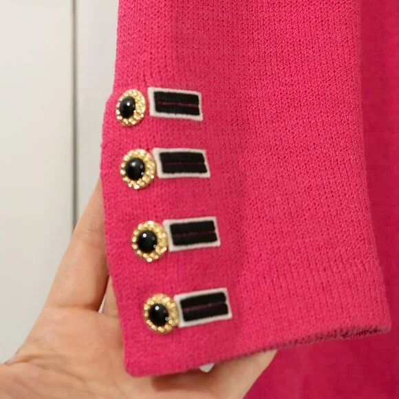 St John Collection Catalina Knit Blazer Pink Power Jacket 90s Style Barbiecore - Picture 10 of 10